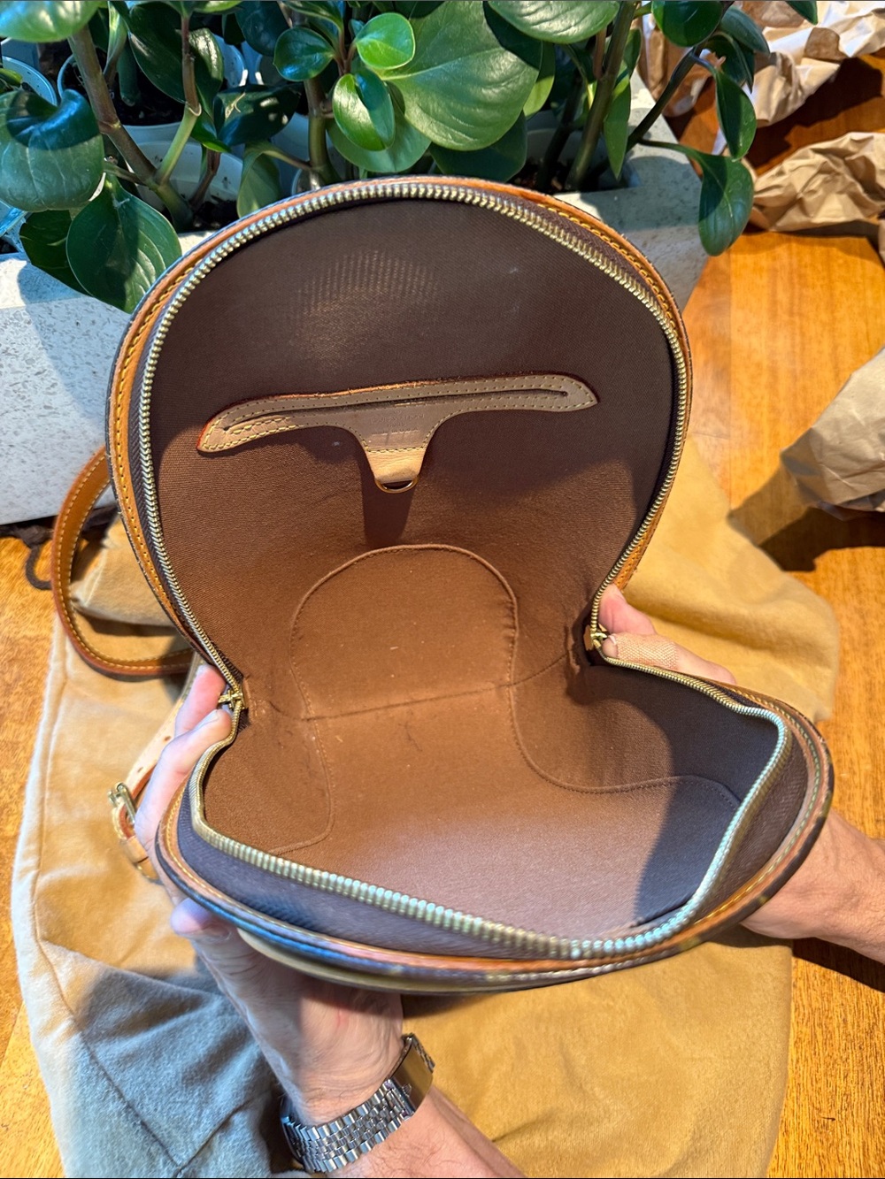 Louis Vuitton Monogram Round Backpack in Brown and Tan - Picture 3 of 3